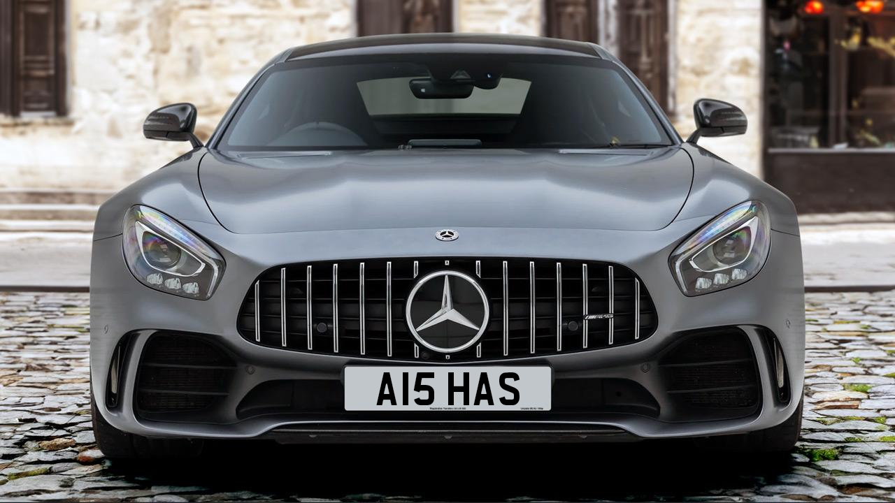 A Mercedes-Benz AMG GTR bearing the registration A15 HAS